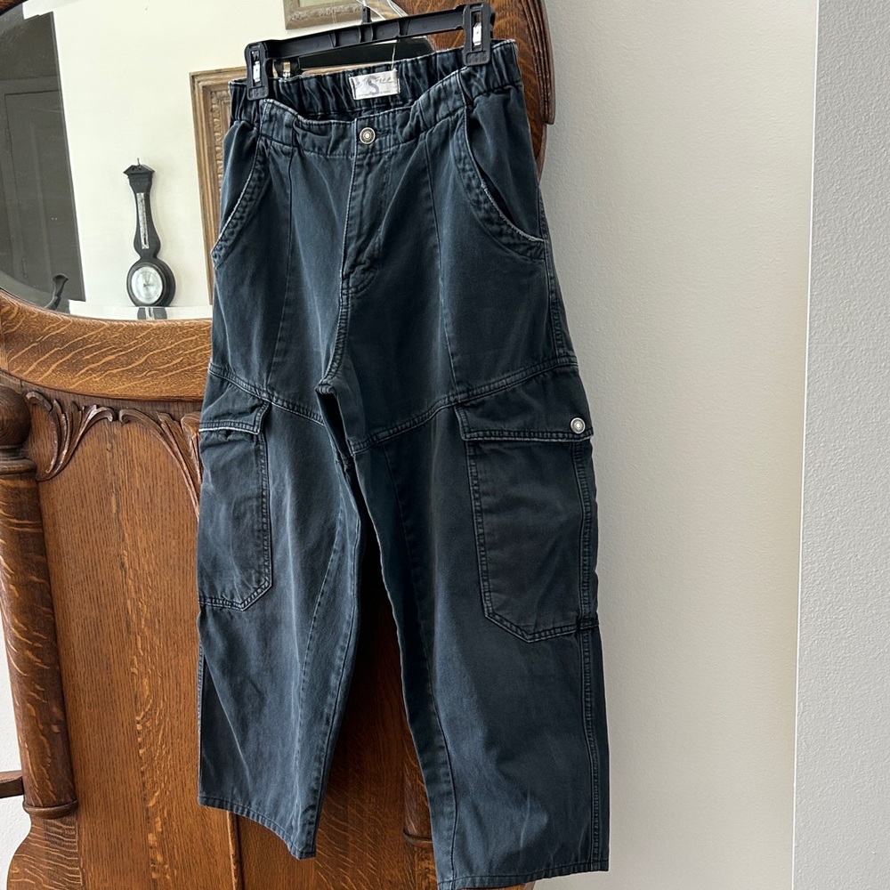 Free People cargo jeans. Length 24” waist elastic